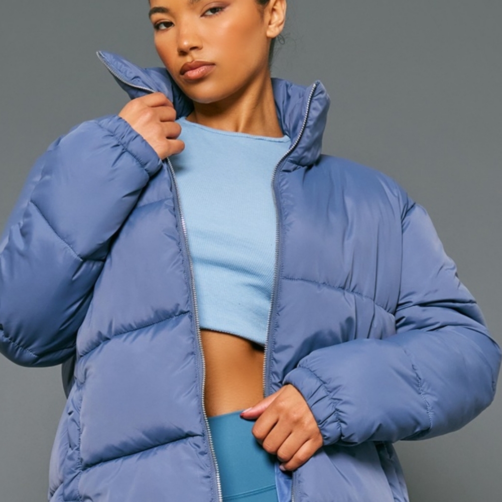 PrettyLittleThing Blue Puffer Jacket